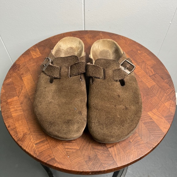 Birkenstock Brown Suede Boston Clogs Size EU38 - Picture 1 of 8